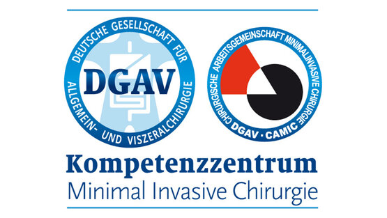 Offizielles Zertifikat „Kompetenzzentrum Minimal Invasive Chirurgie“ mit DGAV- und CAMIC-Logo