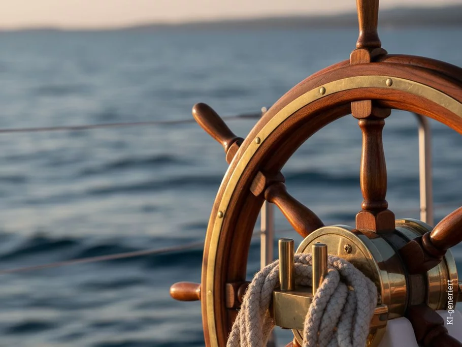 Steuer eines Segelbootes
