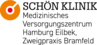 Logo der Schön Klinik mit orangem Kreis, daneben Schriftzug „Medizinisches Versorgungszentrum Hamburg Eilbek, Zweigpraxis Bramfeld“