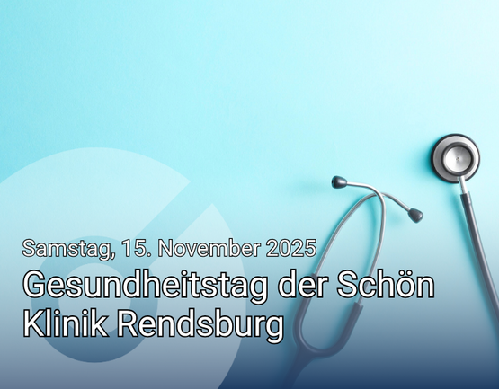 Veranstaltungsbanner zum Gesundheitstag der Schön Klinik Rendsburg am 15. November 2025 mit Stethoskop.